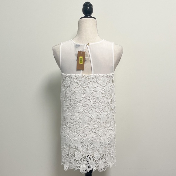 Cremieux Off White Sleeveless Semi Sheer Lace Floral Overlay Top NWT Small - Picture 5 of 9